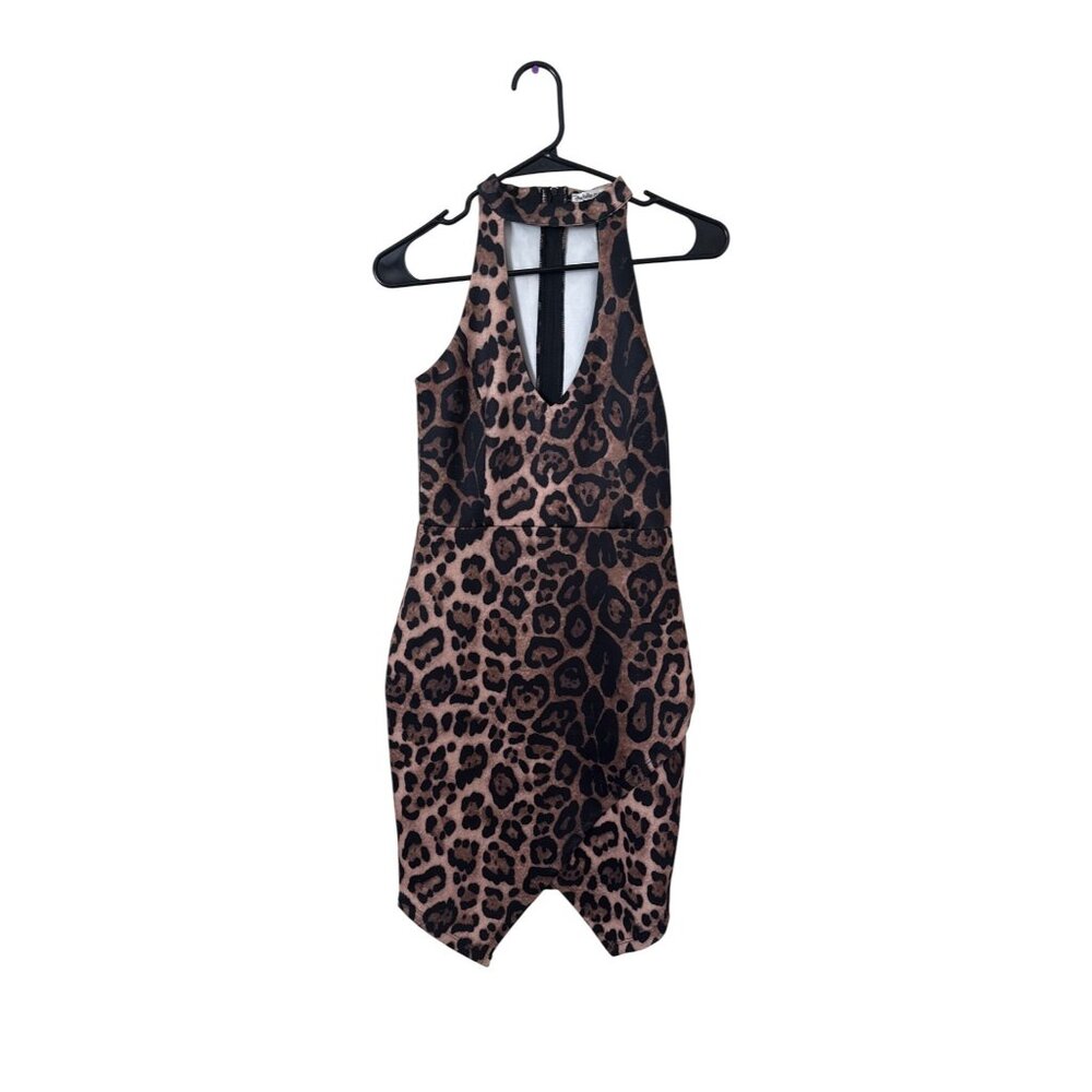 Charlotte Russe Women's Halter Neck Cheetah Print Size S Dress Bodycon Sexy Club